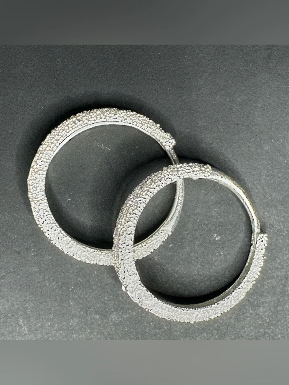 Textured Sparkle Hoop Earrings Minimalist Boho 1”